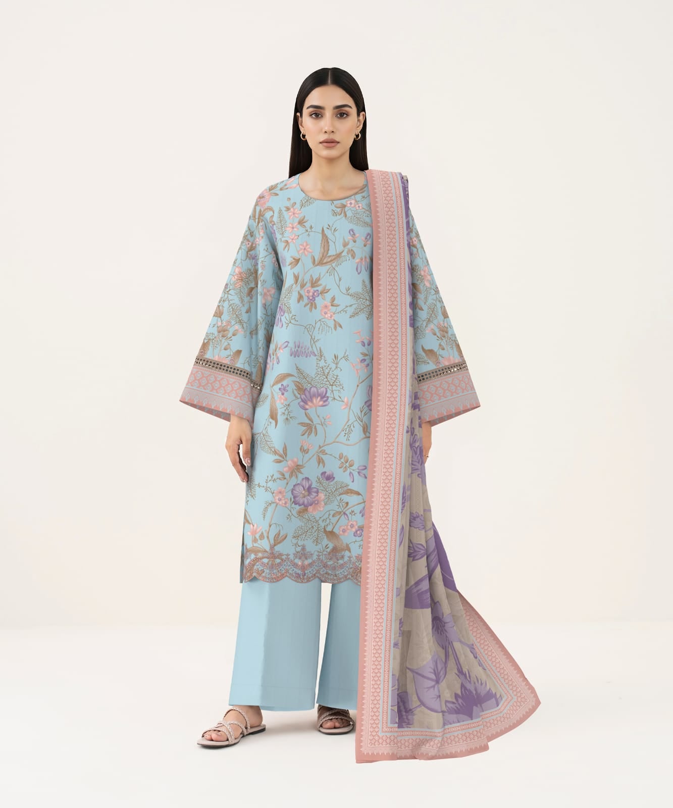 Digital Printed Embroidered Lawn Shirt
