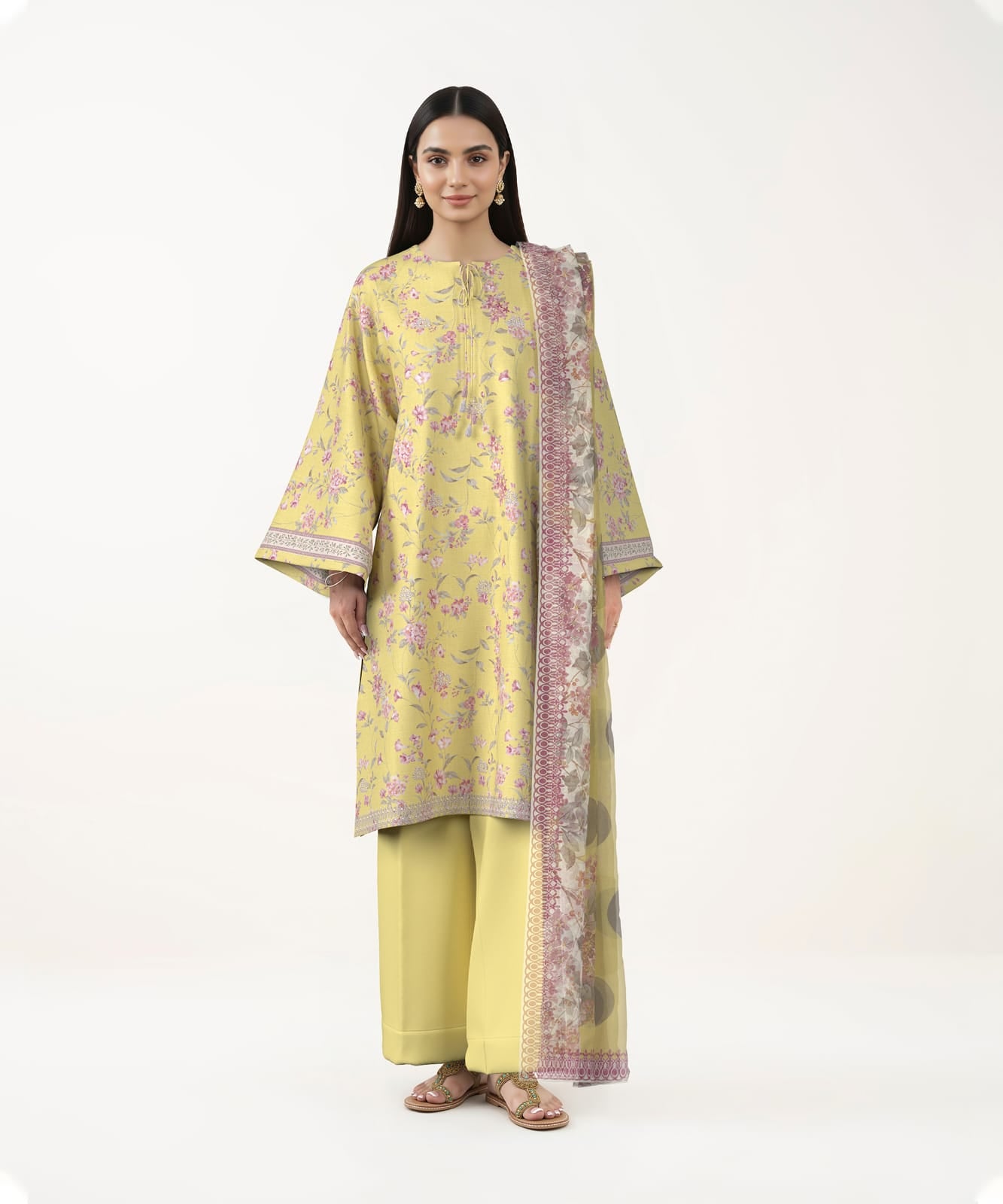 Digital Printed Embroidered Lawn Front
