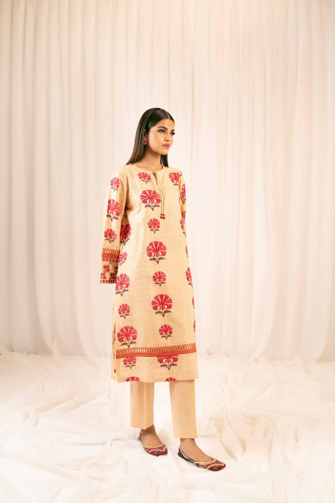 2 Piece - Printed Embroidered Suit