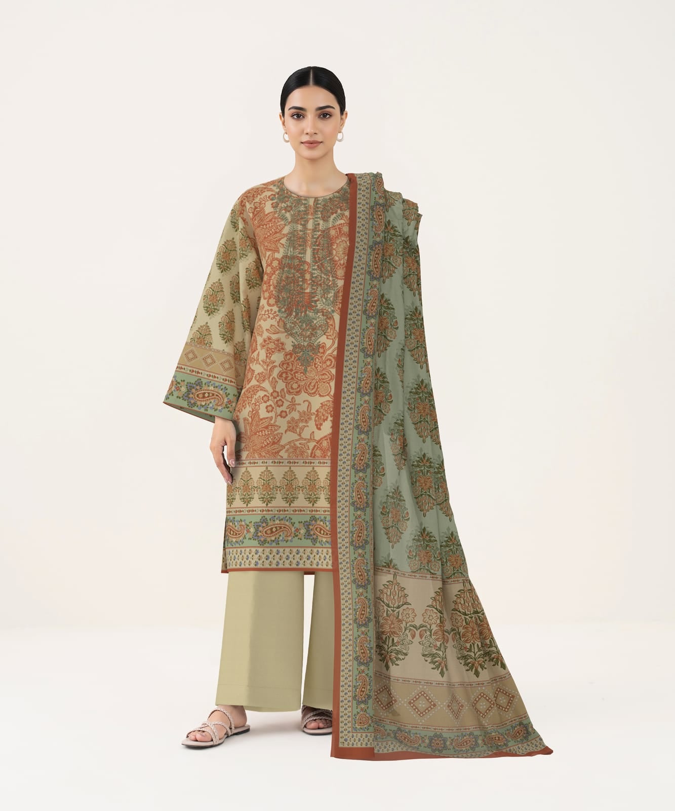 Digital Printed Embroidered Lawn Shirt