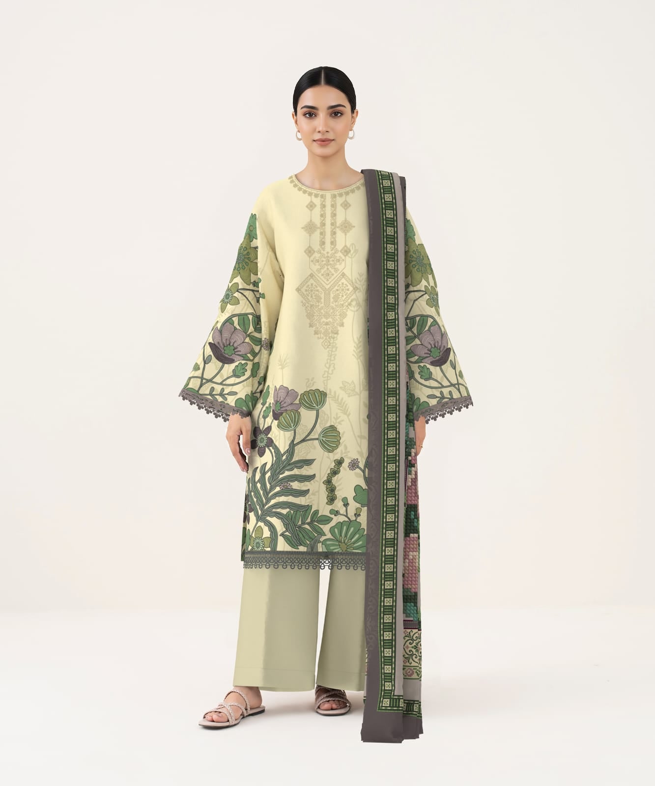 SAPPHIRE 3 PIECE - DIGITAL PRINTED EMBROIDERED LAWN SUIT