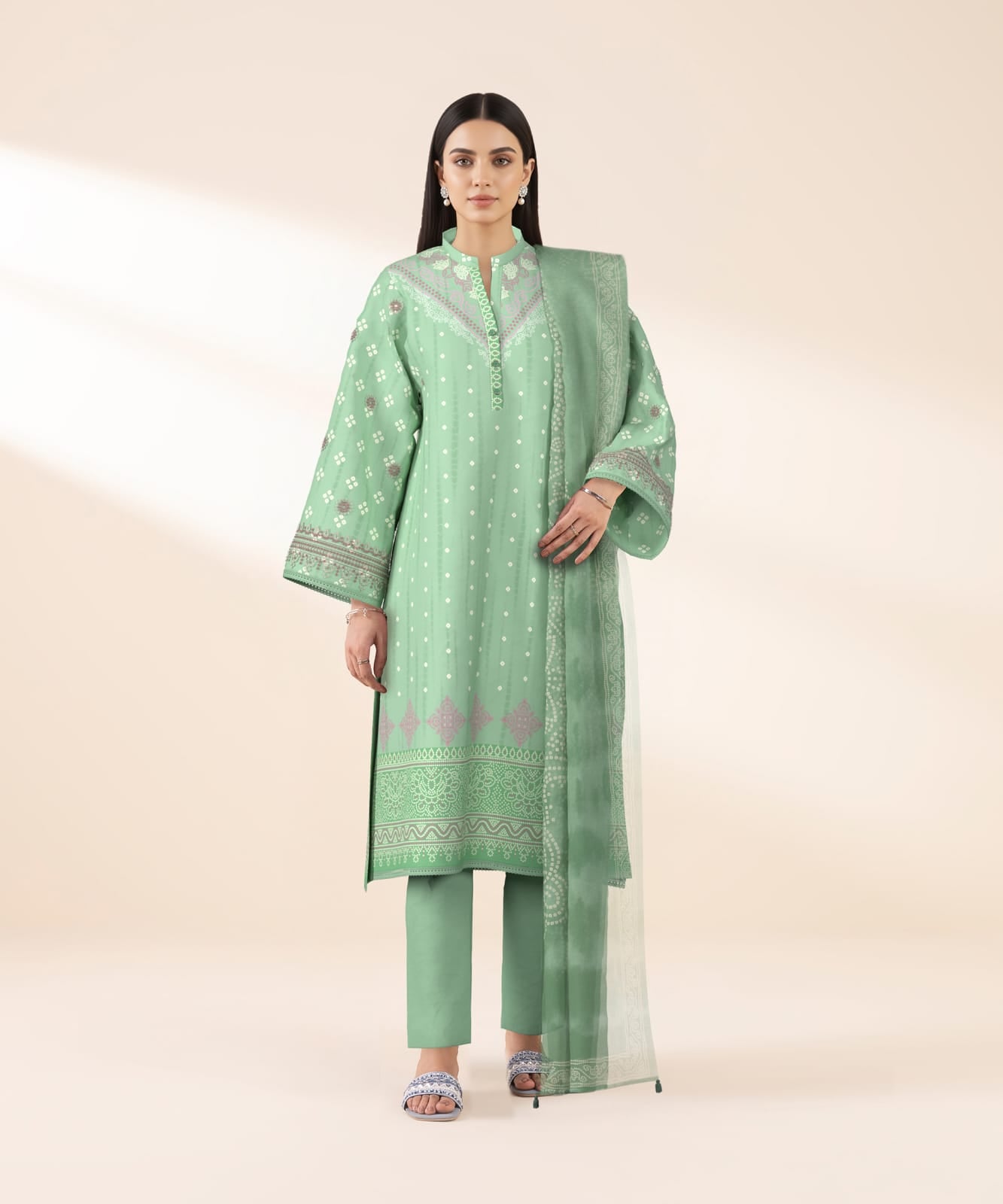 SAPPHIRE 3 PIECE - DIGITAL PRINTED EMBROIDERED LAWN SUIT
