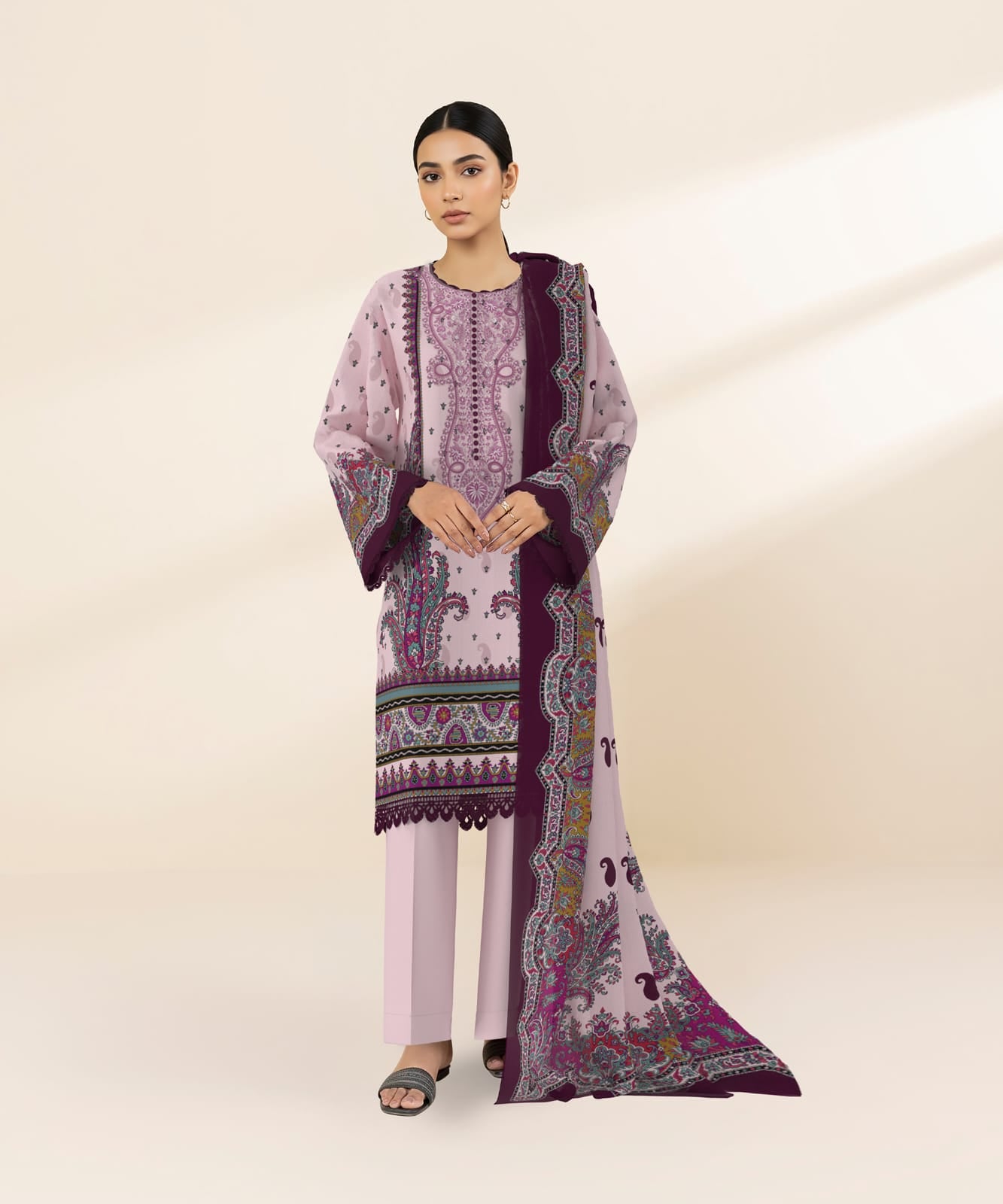 SAPPHIRE 3 PIECE - DIGITAL PRINTED EMBROIDERED LAWN SUIT