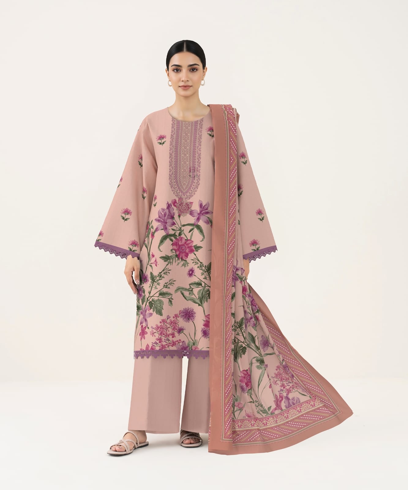 SAPPHIRE 3 PIECE - DIGITAL PRINTED EMBROIDERED LAWN SUIT