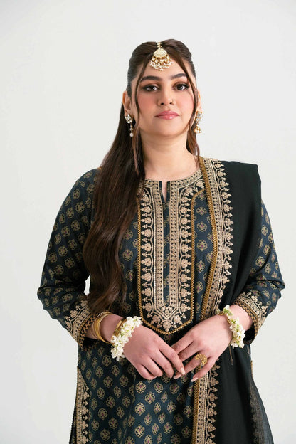 3 Piece - Printed Embroidered Suit