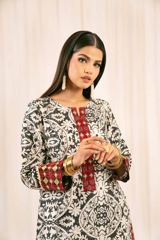 2 Piece - Printed Embroidered Suit
