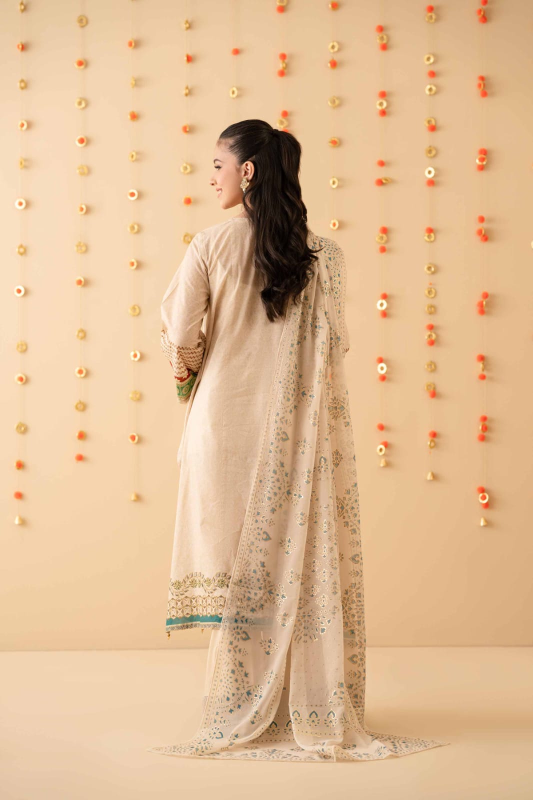 2 Piece - Printed Embroidered Suit