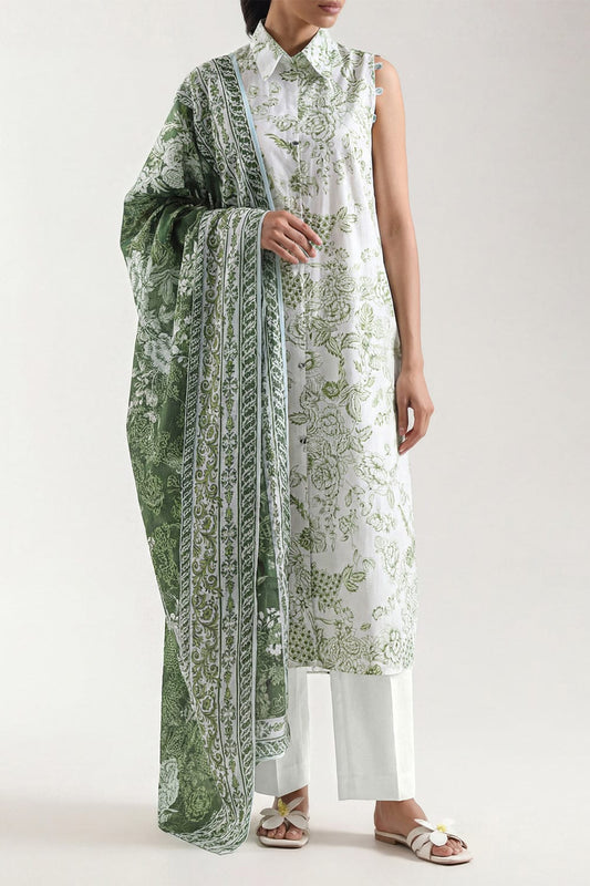 Unstitched Printed Self Strip Lawn 3