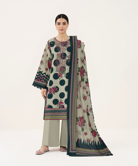 Digital Printed Embroidered Lawn Shirt