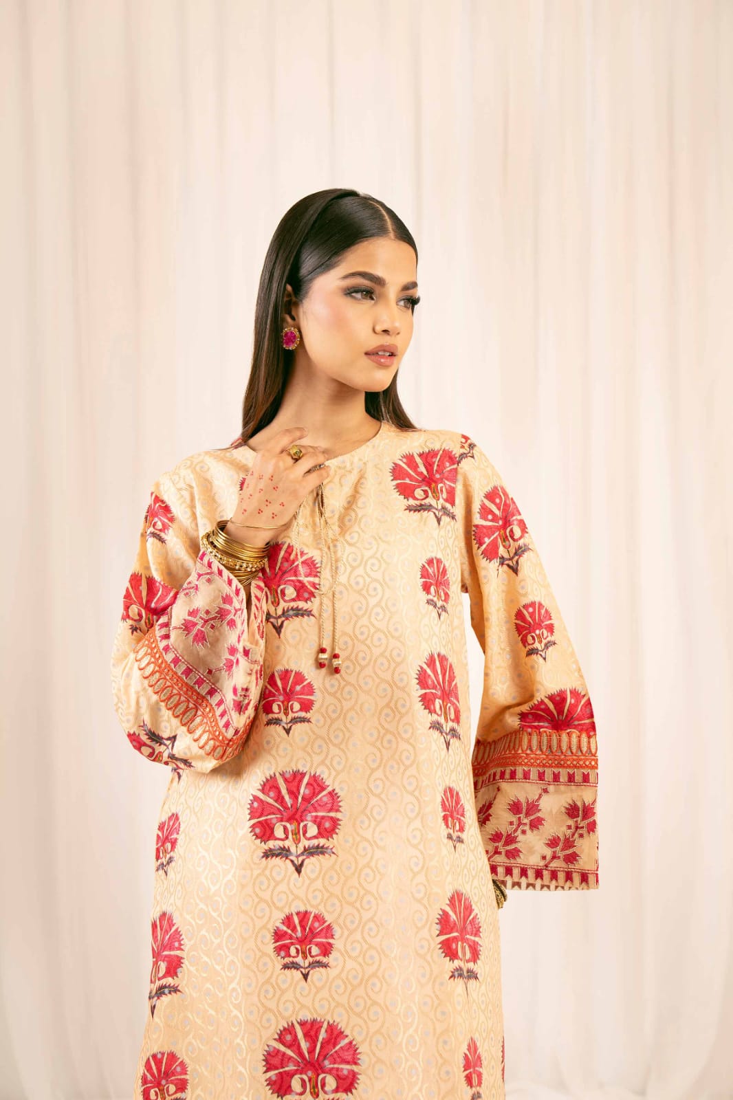 2 Piece - Printed Embroidered Suit