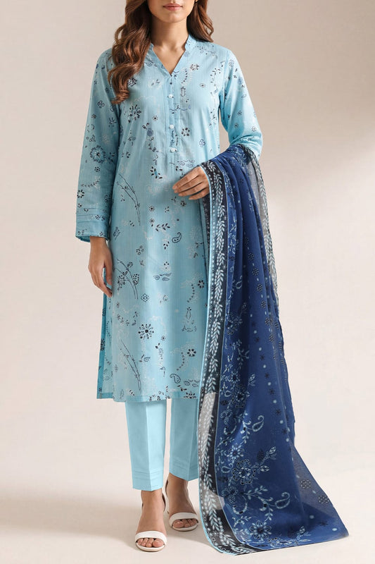 Unstitched Printed Self Strip Lawn 3