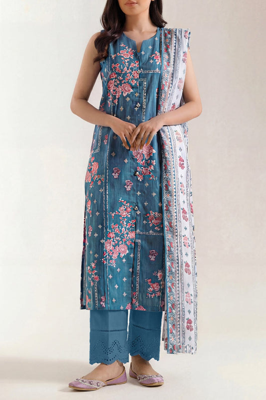 Unstitched Printed Self Strip Lawn 3