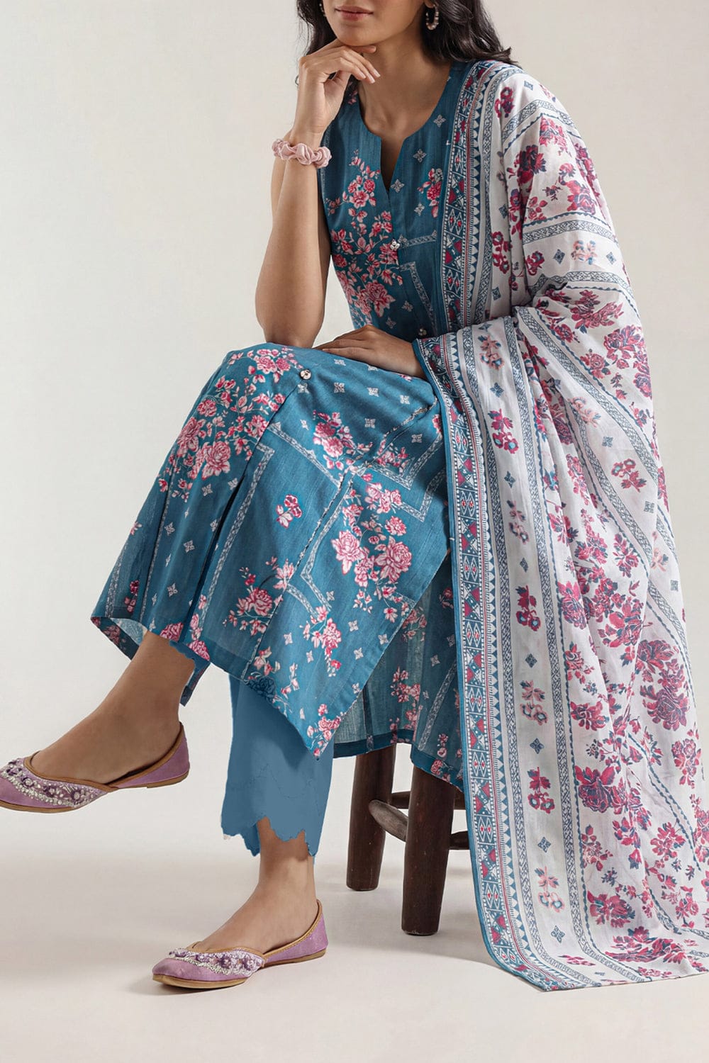 Unstitched Printed Self Strip Lawn 3