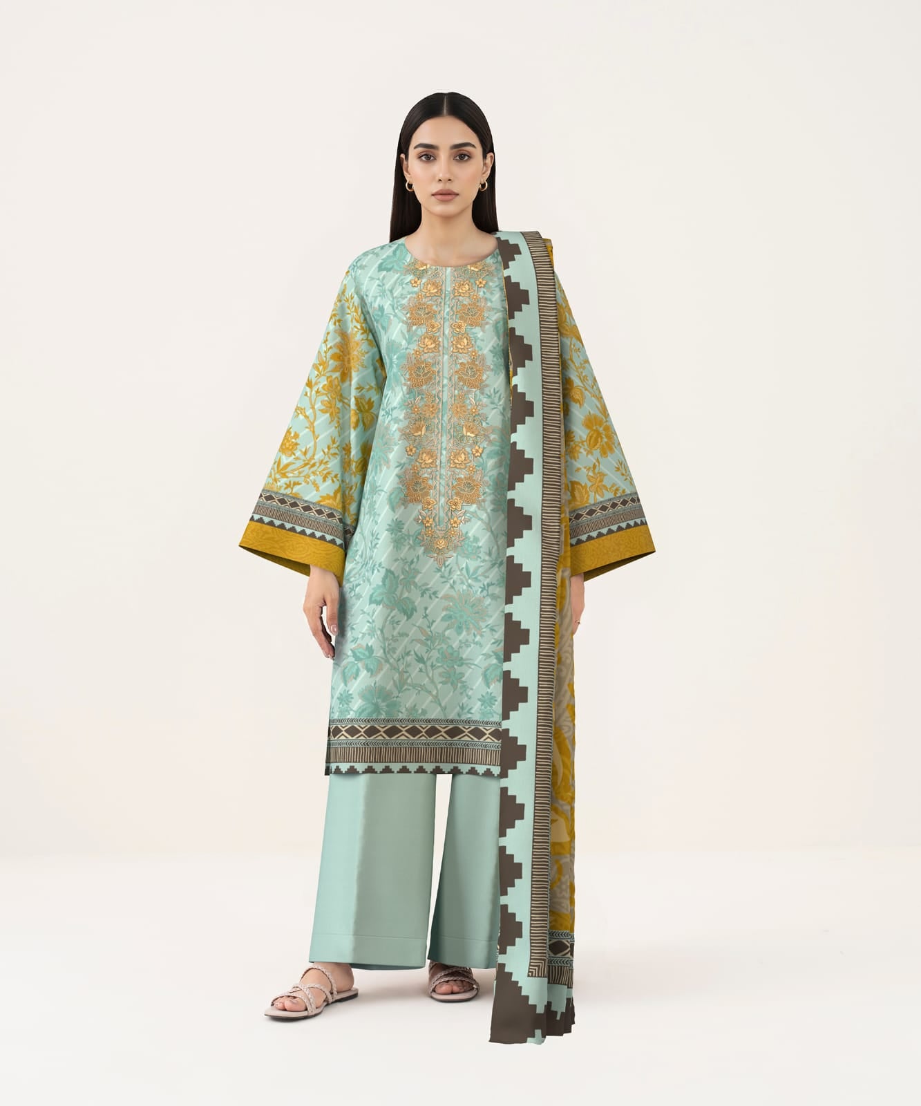 SAPPHIRE 3 PIECE - DIGITAL PRINTED EMBROIDERED LAWN SUIT